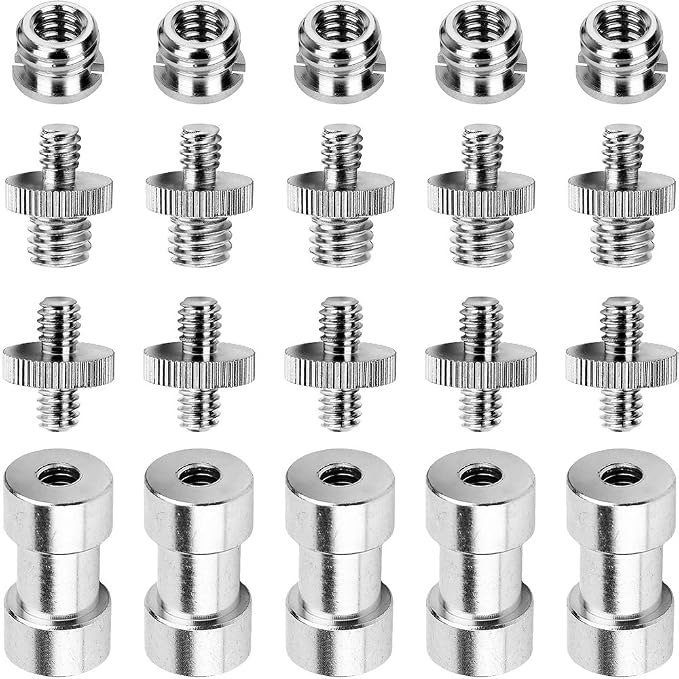 Anwenk 1/4 to 3/8 Screw Adapter Converter Threaded Screws Adapter Spigot Screw Mount Set for Camera Tripod Monopod Ballhead Flash Light Stand Shoulder Rig by Anwenk
