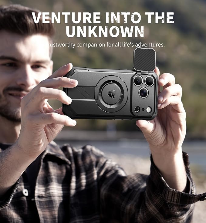 Dexnor for iPhone 17 Pro Case, [Built-in Flip Camera Cover & Camera Control Cover & Kickstand], Compatible with MagSafe, Heavy-Duty Rugged Shockproof Magnetic Phone Cover, 6.3 inch Black - Image 8