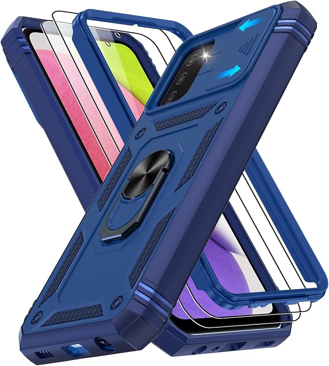 Gritup for Galaxy A03S Phone Case Military-Grade Shockproof with Kickstand | with 2 PCS Screen Protector, Slide Camera Cover, Heavy Duty Outdoor Protection Funda para Galaxy A03s Cover-Blue by Gritup
