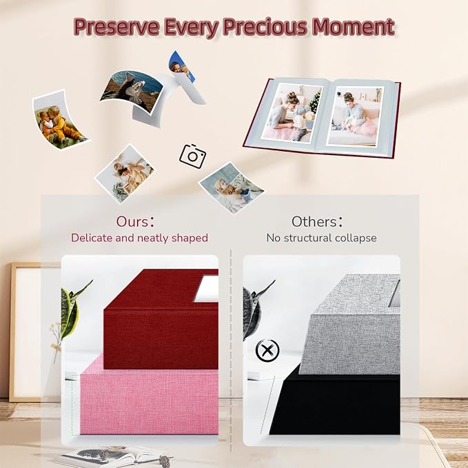 popotop Photo Album 4x6-100 Photos Photo Books with 100 Vertical Pockets,Linen Cover Albums for Family Wedding Anniversary Baby Vacation Pictures - Image 5