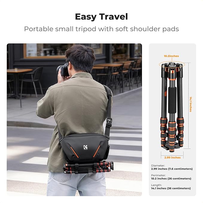 K&F CONCEPT Camera Sling Bag, Lightweight Crossbody Bag with Tripod Holder | Water-Resistant, Foldable Side Pocket, Quick Access, Street & City, Men & Women, for Canon/Sony/Nikon/DSLR/Mirrorless, BS19 - Image 6