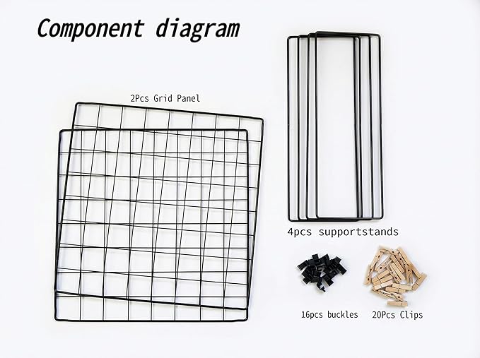 Double-Sided Foldable Desktop Photo Display Board Black | 20 Wooden Clips, Message Board, Detachable to 2 Small Photo Stands, Accessory & Handcraft Display Board for Home & Office - Image 5