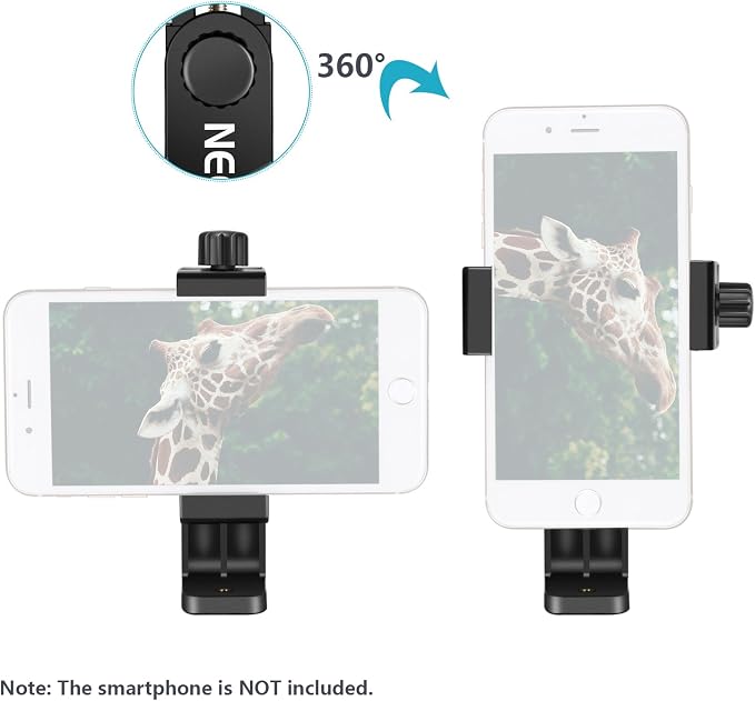 NEEWER Smartphone Holder Phone Tripod Mount Compatible with iPhone Android | Compatible with iPhone 17 16 15 Pro Max Plus Samsung Galaxy S26 S25 S24 Ultra, Cell Phone Clip Adapter for Tripod, 1/4" Screw - Image 7