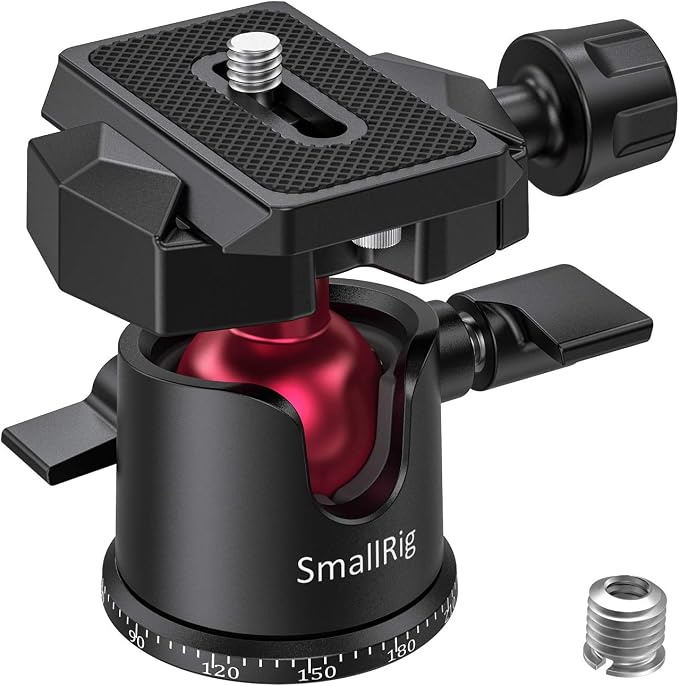 SmallRig Mini Ball Head with 360° Panoramic & Quick Release Plate - BUT2665 | with 1/4" Screw & 3/8" Thread Mount, Metal Ball Joint, Max Load 4.4lbs/2kg, Works for DSLR/for GoPro/Monopod/for Phone by SmallRig