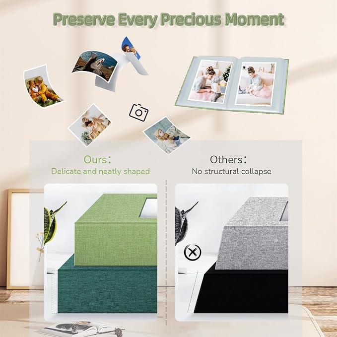 popotop Photo Album 4x6-100 Photos Photo Books with 100 Vertical Pockets,Linen Cover Albums for Family Wedding Anniversary Baby Vacation Pictures - Image 5