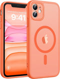 FNTCASE for iPhone 11 Phone Case, Fit for Magsafe, Full Camera Protection | Translucent Matte Back, Strong Magnetic Charging,14FT Military Grade Drop-proof, Anti Slip, Orange by FNTCASE
