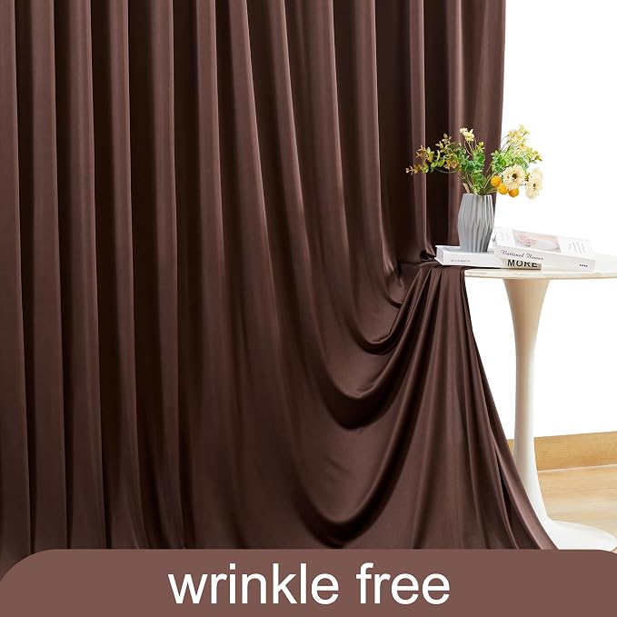 10 Panels Brown Backdrop Curtain for Parties Wedding Wrinkle Free Brown Photo Curtains Backdrop Drapes Fabric Decoration for Birthday Party Baby Shower 50ft(W) x 10ft(H) - Image 6