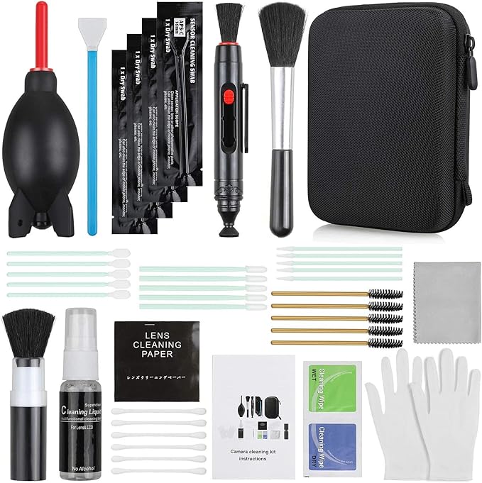 17-in-1 Camera Cleaning Kit for DSLR Cameras (Canon, Nikon,Sony), with Air Blower/Cleaning Pen/Detergent/Cleaning Cloth/Lens Brush/Carry Case by ZACRO