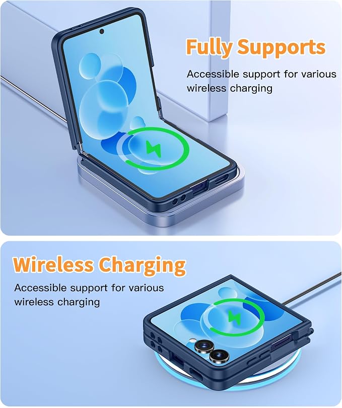 FNTCASE for Samsung Galaxy Z Flip 7 Case, Fit for Magsafe, Screen Protector | Translucent Matte, 18FT Military Grade Drop Protection, Shockproof Protective Phone Cover, Blue - Image 6