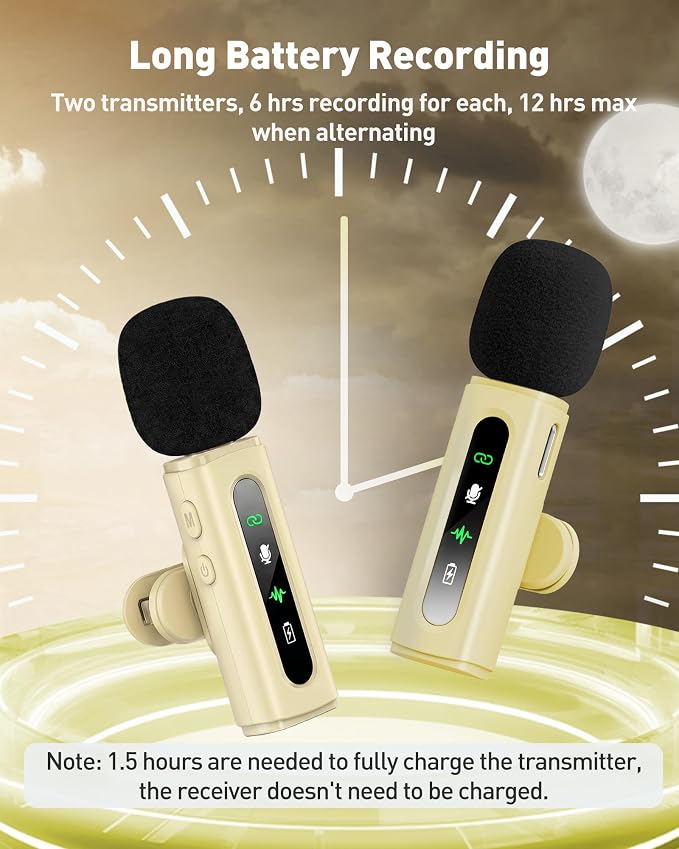 USB C Lavalier Microphone Wireless Mini Mic for Type-C Android Phone/Tablet/PC Video Recording Clip-on Mics with Rotatable Clip&Denoise Recording, Ideal for Vlog Tiktok Youtube Content Creator, Beige - Image 6