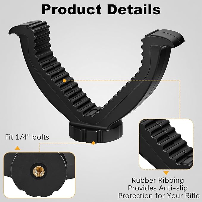 V Yoke Holder Shooting Rest, Tripod Shooting Portable V Yoke, Shooting Tripod Rifle Rest V Yoke Head for Outdoors Activities, Black - Image 2