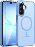 FNTCASE for Galaxy A17/A16 5G Phone Case, Fit for Magsafe, Screen Protector | Translucent Matte, 14FT Military Grade Drop Protection, Slim Shockproof Protective, for Samsung A 17 A 16 Cover, Light Blue by FNTCASE