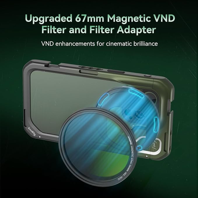 SmallRig x Brandon Li Mobile Video Kit for iPhone 15 Pro Max with Wireless Quick Release Handles, Upgraded 67MM Magnetic VND Filter, 67MM Filter Adapter, Phone Rig for YouTube Video Recording - 4407B - Image 3