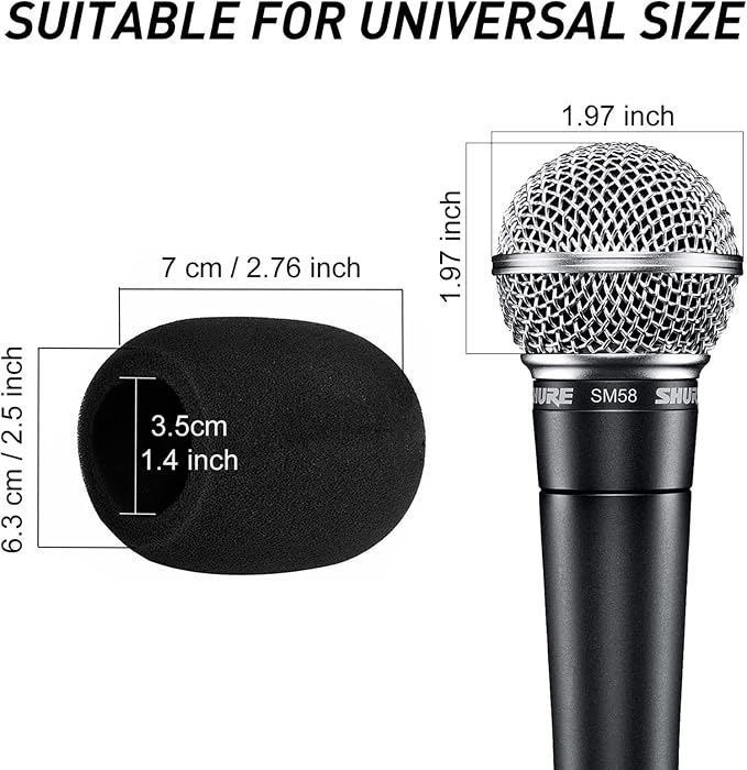 Mudder 5 Pack Foam Mic Cover Handheld Microphone Windscreen (5 Pack) | Fits Handheld Mics, Microphone Pop Filter,Microphone Muffler,Foam Microphone Cover, Snug Fit Ball Shape - Image 2