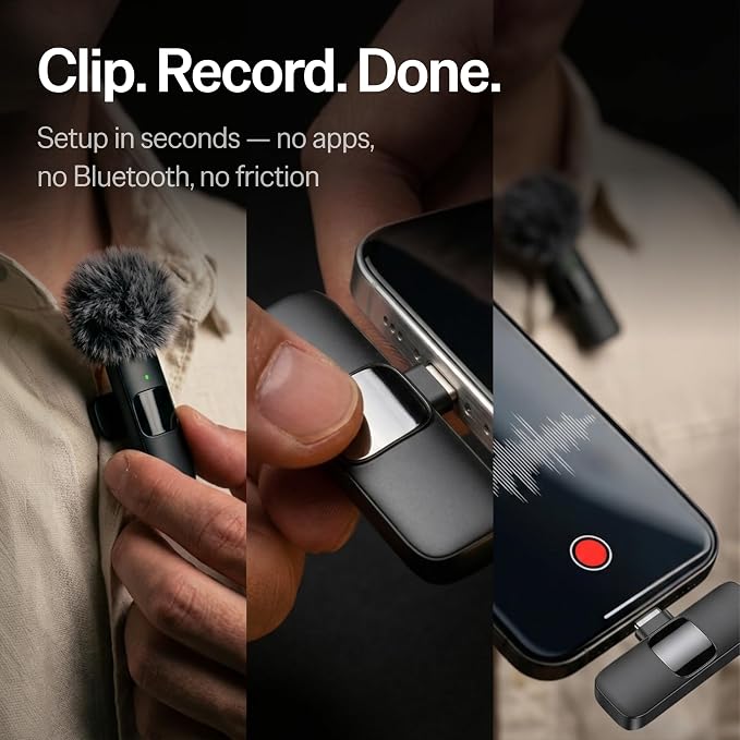 Mini Mic Pro (Latest Model - Wireless Mini Microphone for iPhone, iPad, Android - 2 Pack Lavalier Microphone for Video Recording - iPhone Mic Crystal Clear Recording for Content Creators with Pouch - Image 3
