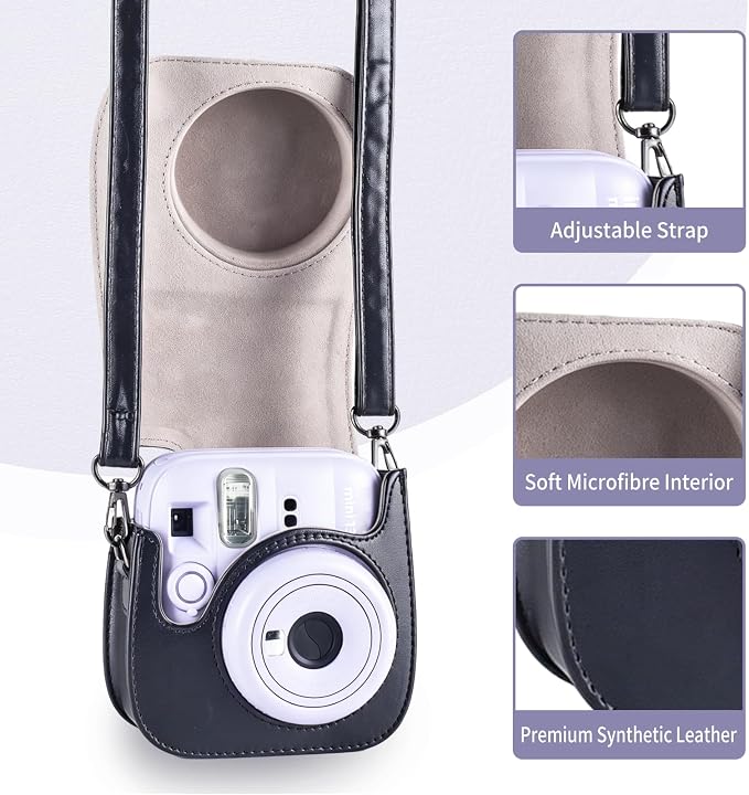 Phetium Mini 13 Camera Case for Fujifilm Instax Mini 13 12 Camera-Black | Mini Camera Protective Case,PU Leather Bag,Photo Storage Pocket,Adjustable Shoulder Strap,Magnetic Flip - Image 3