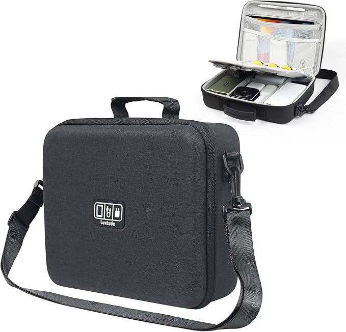 Luxtude Electronic Organizer Travel Case Large, Hard Case for Electronics, EVA Tech Organizers, Travel Cable Bag with Shoulder Strap, Charger Organizers Carrying Cases for iPad(Up to 11’’) by Luxtude