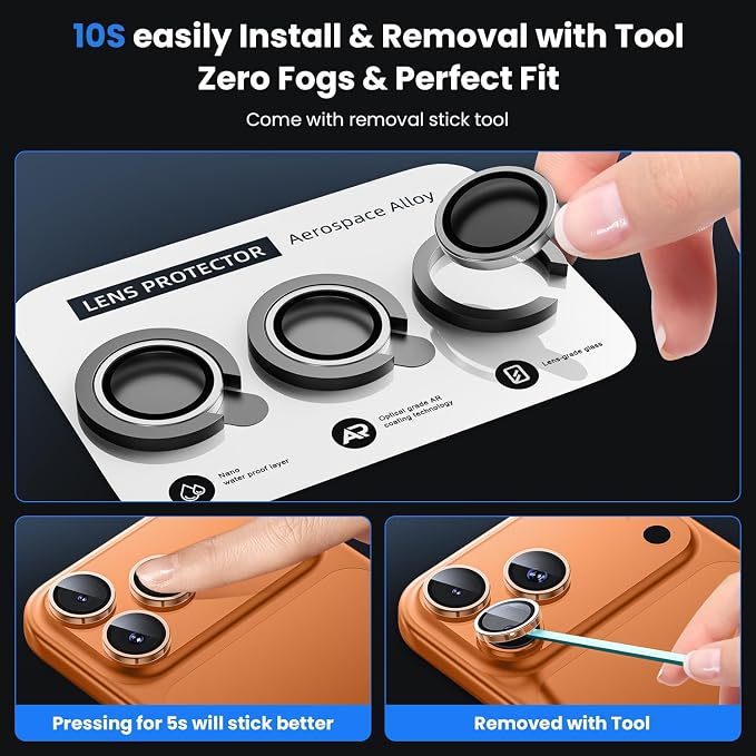 WSKEN for iPhone 17 Pro/iPhone 17 Pro Max Camera Lens Protector | Original Shooting Mode, Individual Metal Cover Film, Shatterproof HD Tempered Glass Camera Screen Protector, Clear - Image 6