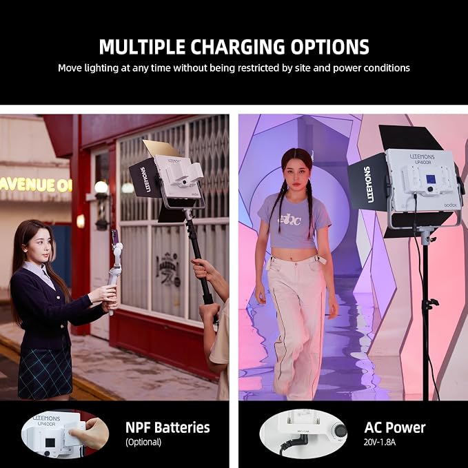 Godox LP400R RGB LED Video Light with Barndoor, 36W 1800K-10000K 6480Lux LED Panel Light with 14 FX Effects APP Control CRI/TLCI 96+ Dimmable 0-100% Studio Soft Lights for Photography - Image 4