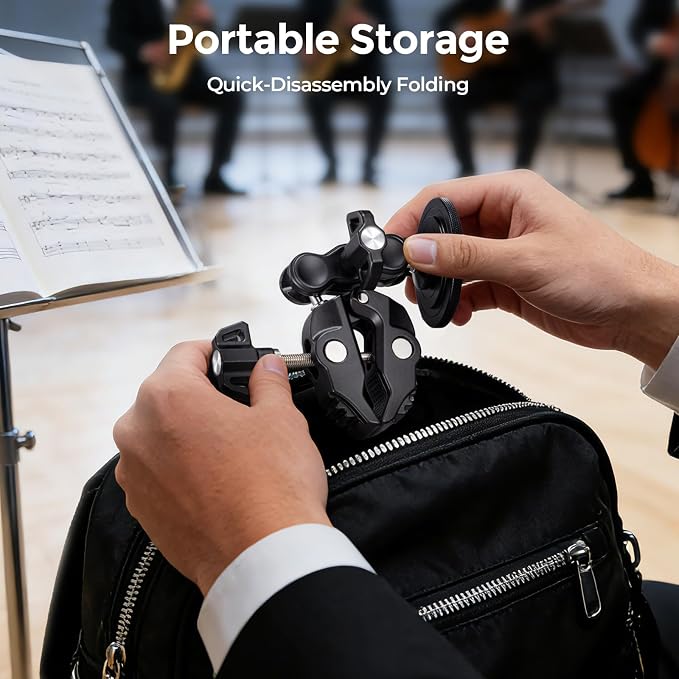 Magnetic Phone Holder for Mic Stand, 360° Rotatable Phone Mount with Clamp | All-Metal Clip Phones Mount for Microphone & Music Stands, Compatible with Magsafe & iPhone 17/16/15/14/13/12 - Image 6