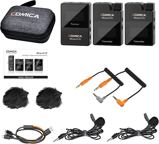 COMICA BoomX-D2 Wireless Lavalier Microphone for Camera iPhone & Android | 656ft Stable Range, Noise Cancelling, Dual Lapel Mic System with 2 Transmitters, Ideal for Vlog, YouTube, Content Creators - Image 8