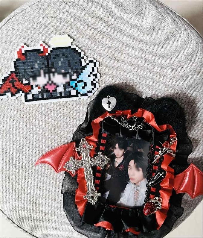 Cute Black photocard Holder, Kpop pc Photo Card Holder Keychain, Clear id Badge Cover Cute, ita Bag Accessories Decorations (Black) - Image 5
