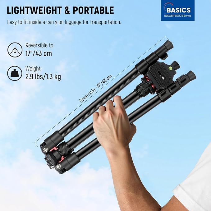 NEEWER Basics Travel Tripod for Camera, 72" Compact Lightweight Portable DSLR Stand, Ball Head, Arca Type QR Plate, Cell Phone Holder Compatible with iPhone Video Recording, Max Load 13.2 lbs, TP14 - Image 2