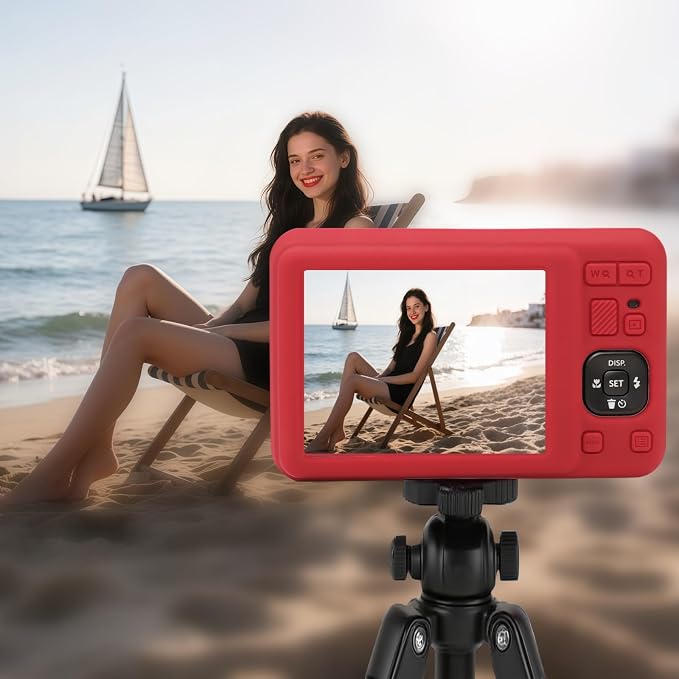 Case for Kodak PIXPRO FZ55, FZ55 accessories | Soft Silicone Protective Case Removable Lens Cover, Comes with 2 Screen Protectors and 1 Wrist Strap. (Rose red) - Image 3
