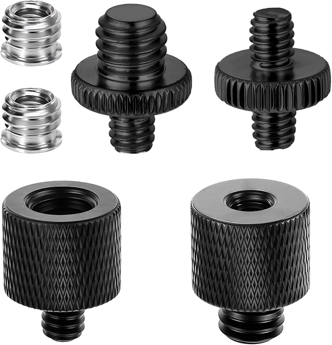 Xthrotsenk Tripod Screw Adapter 6 Pcs Aluminum Threaded Converter 1/4 Male to 3/8 Female and 3/8 Male to 1/4 Female for Tripod Camera Monitor Mic Stand Light Stand (Black) by Unknown