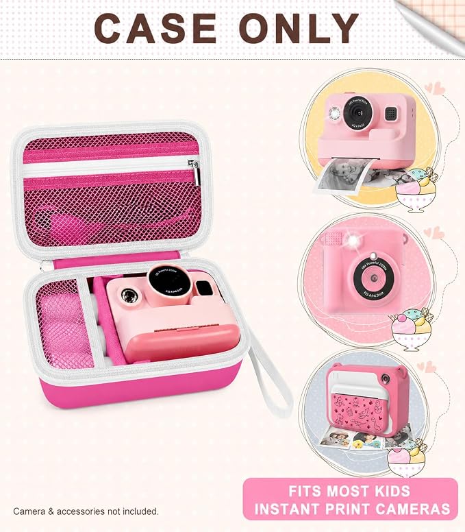 Kids Instant Print Camera Case for DYLANTO for ESOXOFFORE Cameras | Portable Digital Camera Case Organizer for ETIKEZ for YTETCN for DUDUDRAGON with Pocket for Accessories (Box Only)- - Image 2