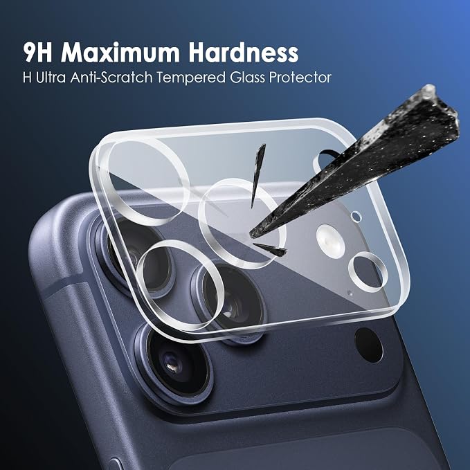 FanTEK Camera Lens Protector Compatible with iPhone 17 Pro Max, 9H Tempered Glass Camera Screen Cover, Ultra HD Clear Acrylic Full Coverage Guard, Case Friendly - Image 3