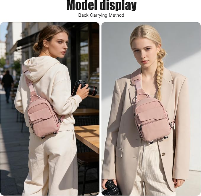 Cwatcun Large Canvas Sling Bag, Crossbody Chest Bag with Tripod Holder | Fits 1body +2lenses +9.7" iPad +6.7"phone.Waterresistant canvas with rain cover, tripod holder, adj strap 29.5-51.2". - Image 9