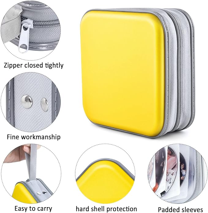 48‑Capacity Hard Plastic CD/DVD Binder for Car, Home & Travel | Zipper‑DVD Organizer, Scratch‑Resistant Sleeves Shield Discs From Dust & Damp; Stores Music, Video, Gaming & Blu‑ray Discs - Image 2