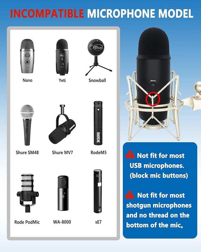 AT2020 Shock Mount Universal Microphone Holder Spider Recording Mic Shockmount Stand Compatible with Many Condenser Mics Like Rode NT1-A NT2-A Procaster MXL 990 770 U87 (Champagne) - Image 5