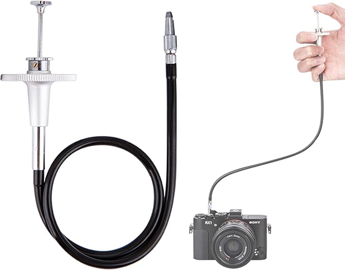 JJC TCR-40S Silver 40cm Threaded Cable Release, Mechanical Shutter Release Cable, Bulb-Lock Design for Long exposures by Fotasy