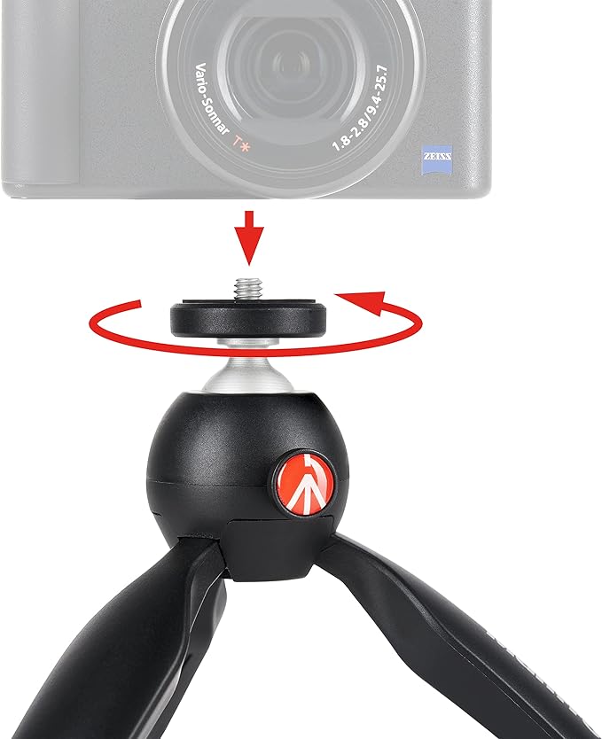 Manfrotto MTPIXIMII-B, PIXI Mini Tripod with Handgrip for Compact System Cameras, for DSLR, Mirrorless, Video, Made in Italy, Technopolymer and Aluminum, Black - Image 5
