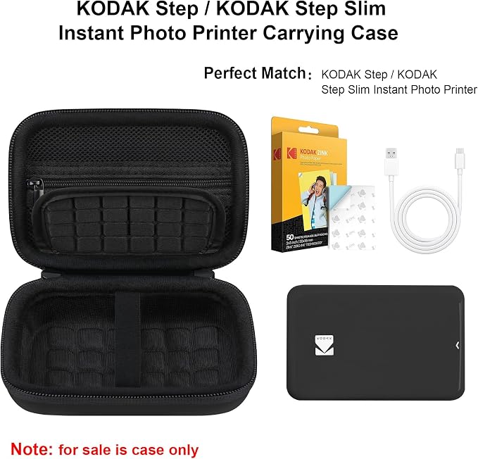 Elonbo Camera Carrying Case for KODAK Step Instant Smartphone Photo Printer | KODAK Step Portable Mini Color Wireless Mobile Printer Hard Travel Bag, Instant Color Picture Printer Storage Holder, Black+ - Image 2