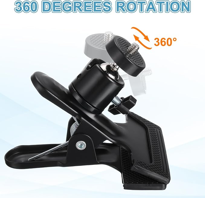PATIKIL 2Pack Tripod Camera Clip Clamp, 3/8" Female Flash Holder Mount with 360 Swivel Ball Head for Smartphone DSLR Video Camera Studio Backdrop, Black - Image 5