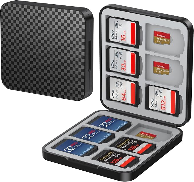 HEIYING Memory SD Card Holder with 24 Card Slots for Micro SD Cards | 12 SD + 12 Micro SD Slots, Magnetic Closure, Compact Portable Storage case with Soft Silicone Interior for Card Protection by HEIYING