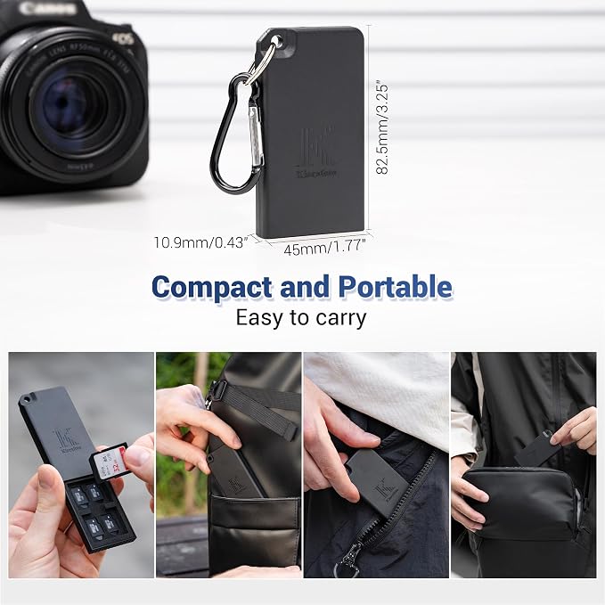 Pop-up Small Memory Card Case Holder for 2 SD SDHC SDXC Cards & 4 TF MicroSD MSD Cards with Carabiner, Portable Anti-Shock Splash-Proof Micro SD Card Case Storage Protector Organizer Keeper Container - Image 7