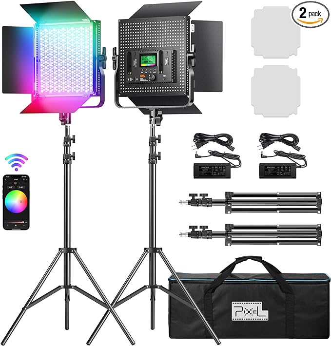 Pixel K80 Photography Lighting with APP Control, 2600K-10000K CRI 97+ RGB Led Video Light Panel, 9 Applicable Scenes Lighting for Studio/Gaming/Streaming/YouTube/Videography/Film/Video Recording by Pixel