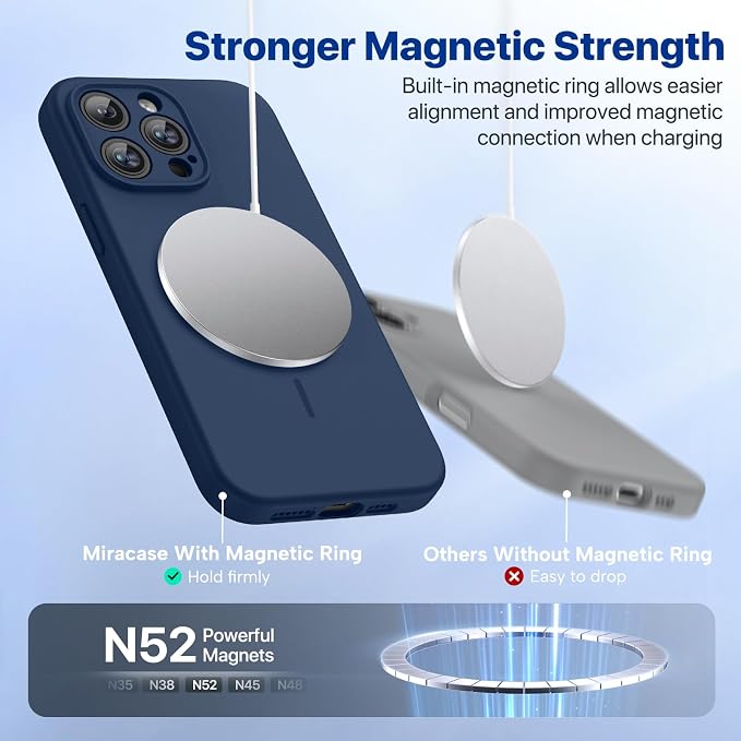 miracase Magnetic for iPhone 14 Pro Max Case, [Soft Anti-Scratch Microfiber Lining], Compatible with MagSafe, Silicone Shockproof Protection Phone Case for iPhone 14 Pro Max,Dark Blue - Image 4