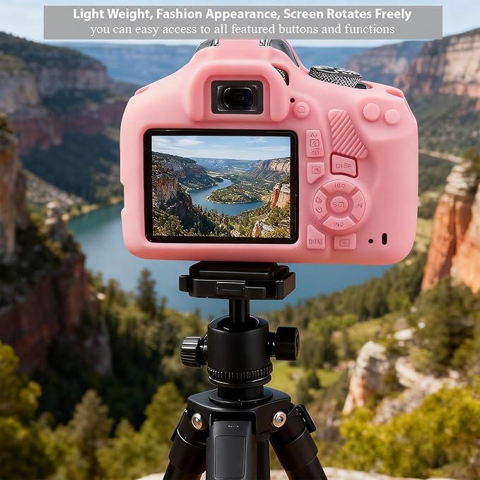 Case for Canon EOS Rebel T7 Rebel T6 Camera, Soft Silicone Rubber Protective Camera Case Cover Accessories, Lightweight, Anti-Scratch with Button Marking for EOS Rebel T7 T6 (Pink) - Image 3
