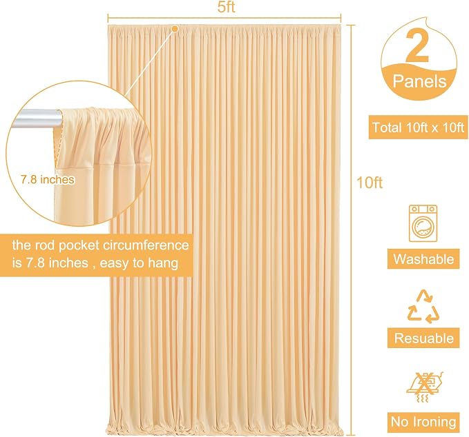10x10 Dark Champagne Backdrop Curtain for Parties Wedding Baby Shower Wrinkle Free Photo Curtains Backdrop Drapes Fabric Decoration for Bridal Shower 5ft x 10ft,2 Panels - Image 5