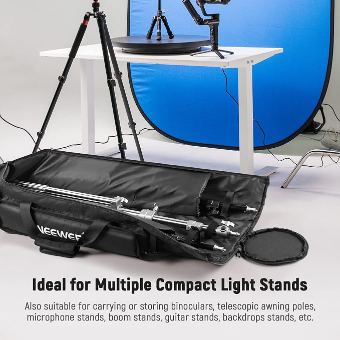 Neewer Tripod Carrying Case, Heavy Duty Waterproof Nylon Bag with Handles & Shoulder Straps, Compact Case with Full Length Zippered Closure, External Pocket for Light Stand/Boom Stand/Tripod, Black, - Image 3