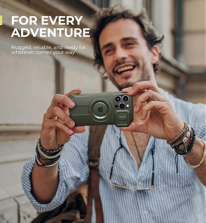 Dexnor for iPhone 13 Pro Case with Slide Camera Cover & Adjustable Kickstand, Compatible with MagSafe, Rugged Shockproof Bumper Cases Heavy-Duty Magnetic Protective Cover,6.1 inch,Army Green - Image 7