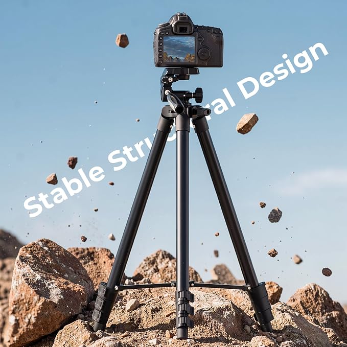 71" Lightweight Camera Phone Tripod Stand with 360° Pan Head | Portable Metal Tripod with Universal Holder,Carry Bag,Remote Control Compatible with Canon Nikon iPhone - Image 3