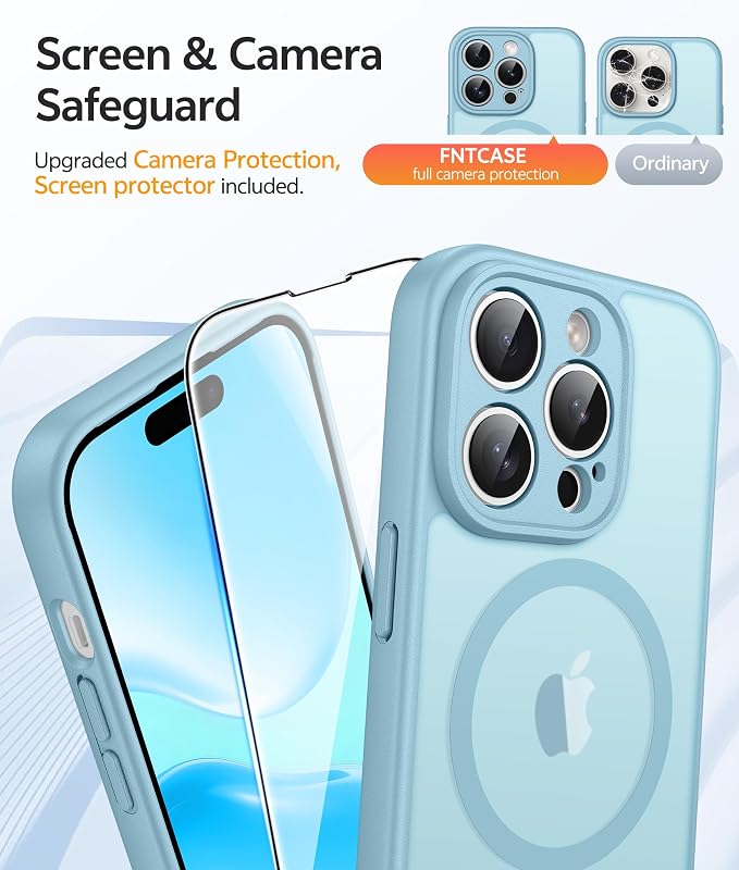 FNTCASE for iPhone 14 Pro Case, Compatible with Magsafe, Screen Protector | Full Camera Protection, Translucent Matte, 14FT Military Grade Drop Proof, Shockproof Protective Phone Cover, Teal - Image 4