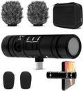 Movo DoubleMic-UC Dual Capsule Phone Microphone for USB-C Devices- Two-Sided Cardioid Condenser Android Shotgun Mic for Video Recording- Professional Microphone for Samsung, iPad Pro, Google Pixel by Movo