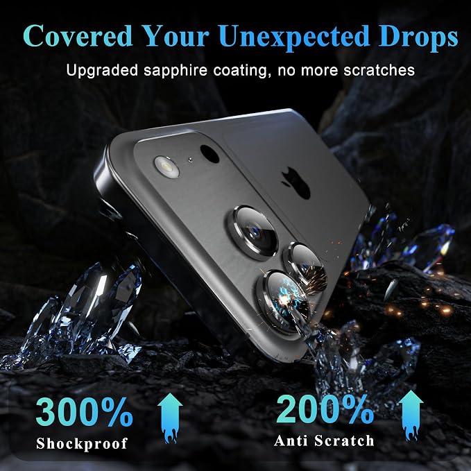 YWXTW Camera Lens Protector for iPhone 17 Pro/iPhone 17 Pro Max, [1 Step Installation Tray] Tempered Glass Screen Protector Metal Individual Camera Cover Accessories Case Friendly (Grey) - Image 3